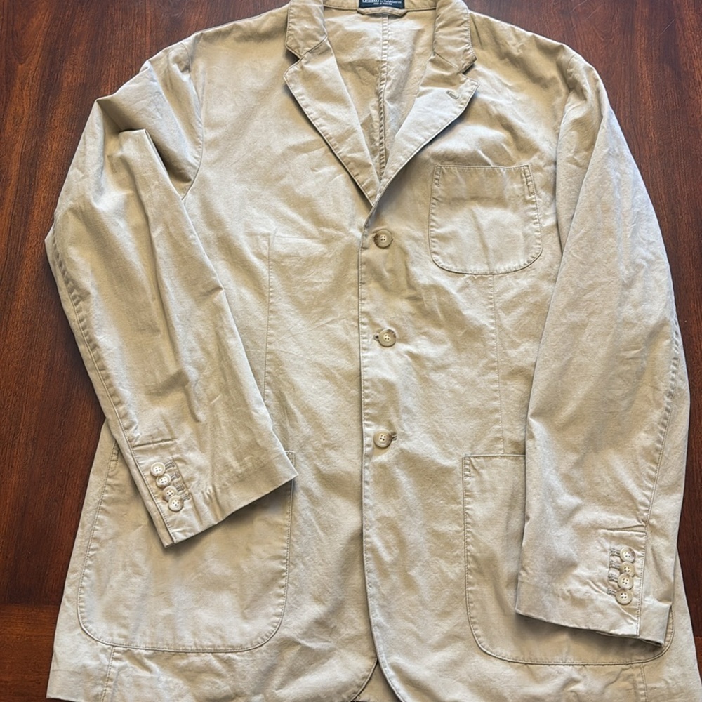 Polo By Ralph Lauren Men’s‎ 3 Button 100% Cotton Khaki Blazer